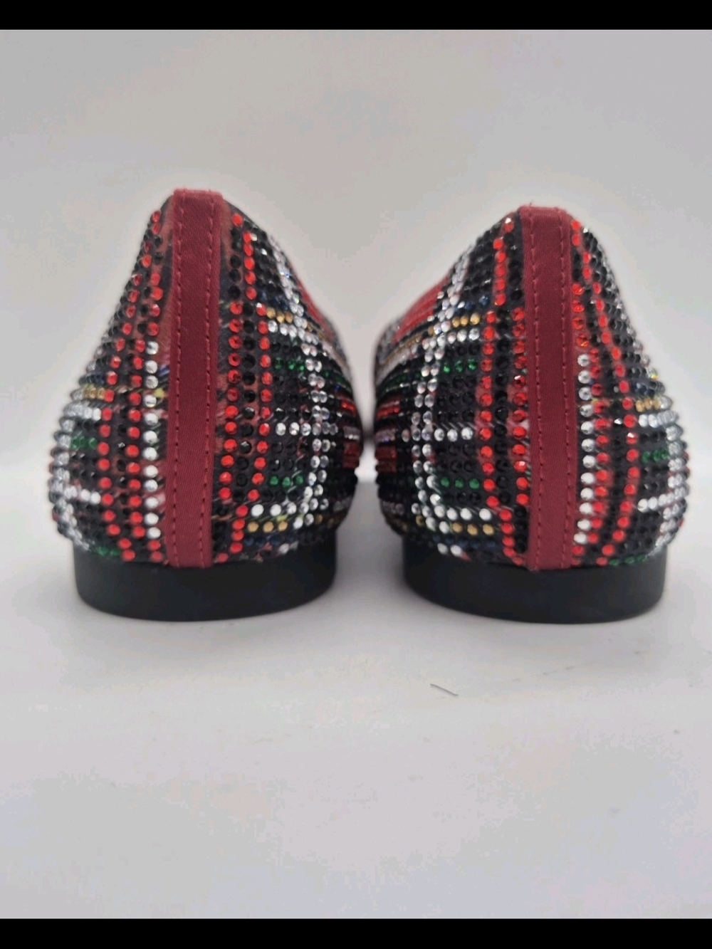Alex Marie Red Plaid Rhinestone-Studded Ballet Flat - Picture 4 of 9